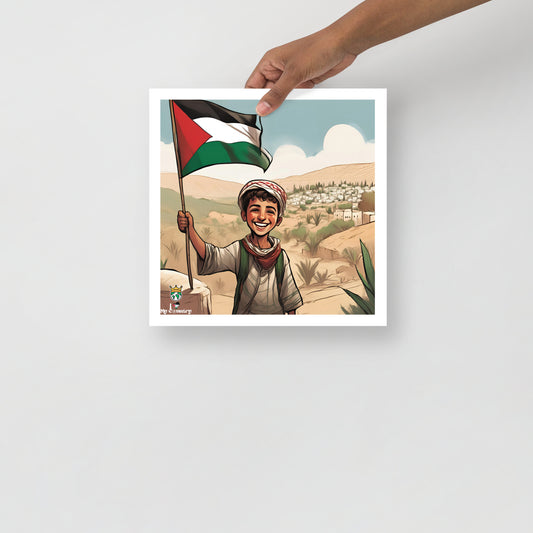 iLoveMyCountry Palestinian Boy Poster – The Smile of Resilience