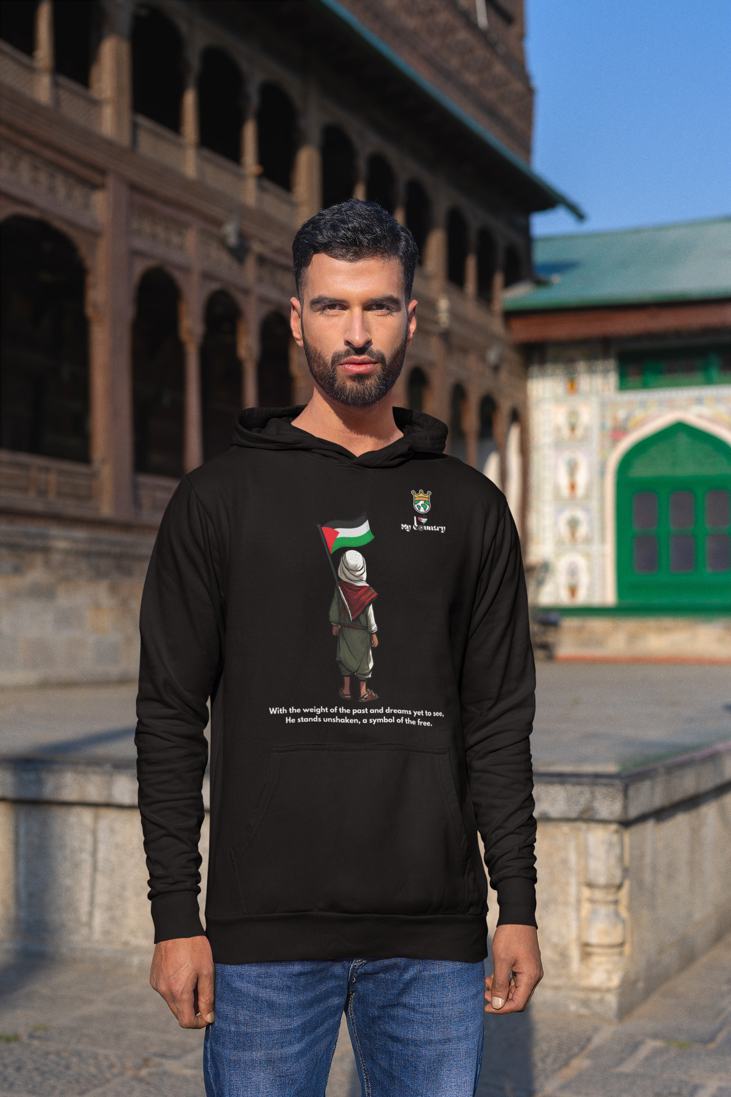 Dreams of Freedom: Palestinian Boy Hoodie - Unisex