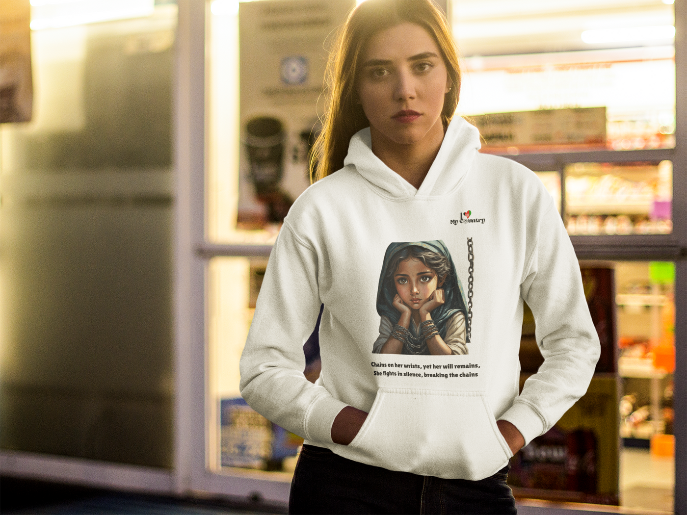 Breaking the Chains - Afghan Design Hoodie With Embroidery - Unisex